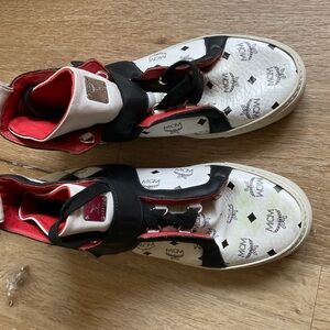 MCM Black and White Dalmatian Sneakers with Bold Design